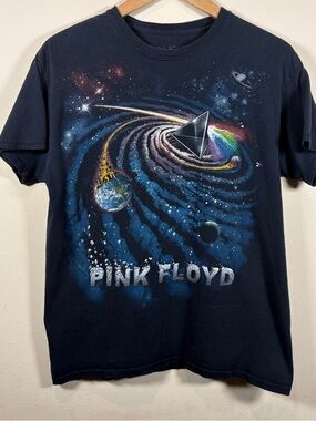 Pink Floyd Liquid Blue 2014 Dark Side Moon Galaxy Prisim Grahpic T-Shirt